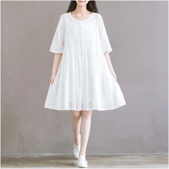 2018 Jar štýl roztomilej príležitostné biele šaty pre ženy
