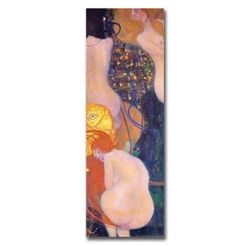 Gustav Klimt Slávny Kiss Rybka olejomaľba na Plátne Plagáty a Vytlačí Cuadros Wall Art Obrázky Pre Obývacia Izba