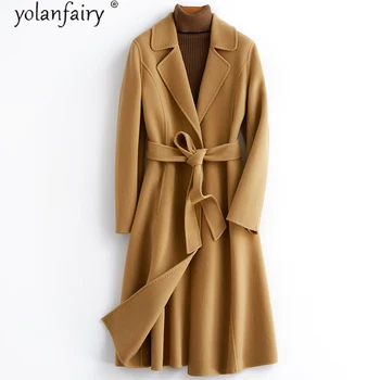 Vlny Kabát Ženy Elegantné Dvojité tvárou Ženy Bunda Jeseň Oblečenie pre Ženy, kórejský Abrigos Para Mujer B19Y01628-ZB KJ5921