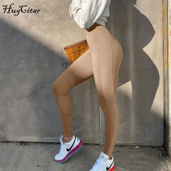 Hugcitar 2020 Vysoký Pás Pevný Pletený Chudá Bodycon Súpravy Na Jeseň Zima Ženy Módy Sexy Streetwear Salónik Nosenie