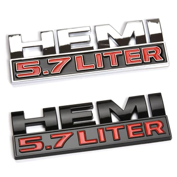 3D Auto Nálepky 5.7 LITRA HEMI Logo Emblém, Štítok Odznak Kotúča, pre Dodge Ram Jeep Striebro Červené Auto Príslušenstvo