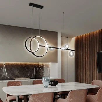 LED Luster Jednoduché, Moderné Jedálenské Obývacia Izba Dlho Visí Svetlo Bar Kávy Reštaurácia sklenenú Guľu Prívesok Lampa Black Alebo Gold