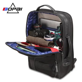 BOPAI Batoh Mužov Zväčšiť USB Nabíjanie Notebooku Backpacking 15.6 Palce Veľkú Kapacitu Anti-Theft Cestovné Bagpack pre Teenager