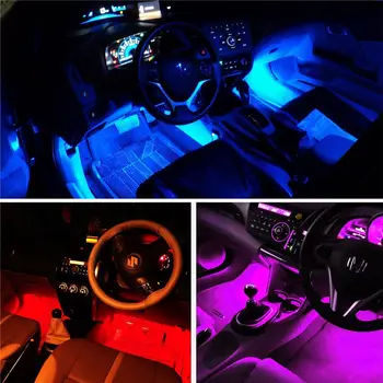 Wrumava 8color RGB Auto LED Pásy Svetla 4pcs 48 LED Tvorbu Hudby Interiéru Vozidla Atmosféru Svetlá USB LED Pásy pre automobilový TV Doma