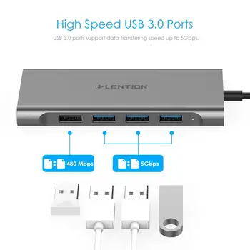 USB 3.1 Typ-C Rozbočovač HDMI Adaptér 4K Thunderbolt 3 USB C Hub s Nábojom 3.0 TF SD Slot Čítačky PD pre MacBook Pro/Vzduch 2018/2019