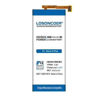 LOSONCOER 5000mAh HB4547B6EBC Batériu Pre Huawei Honor 6 Plus Batérie PE-TL00M UL00 CL00 PE-TL20 Mate 7 Lite Li-ion