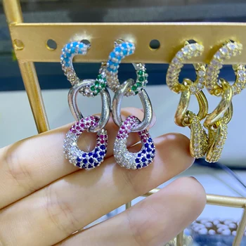 HECHENG 1pc cz farebné twist náušnice pre ženy veľkoobchodných reťazcov tvar módne náušnice cooper šperky accessries