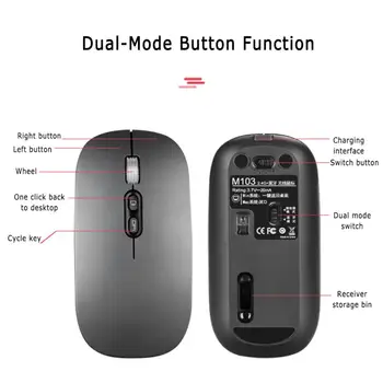 Tichý Wireless Mouse 2.4 G Ergonomické Myši 1600DPI 5 Tlačidlo Optických Myší Počítačová Myš S USB Prijímač Pre PC, Notebook