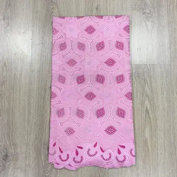Nigérijský čipky tkaniny 2019 svadobné čipky textílie Detská Ružová Fuchsia Pink bavlna voile čipky s shinning kamene 087 5yards