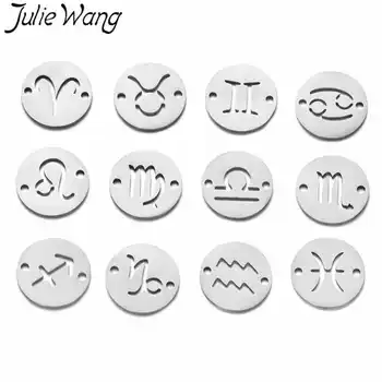 Julie Wang 12PCS/Set 12 Súhvezdia Zverokruhu Konektory Nehrdzavejúcej Ocele Módny Náhrdelník Náramok Šperky, Takže Príslušenstvo
