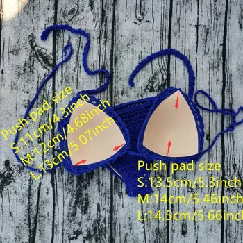 10 Farba Strane Háčkovanie Bikini Set Ženy, Push up Plavky Sexi Pláži Plavky Oblek