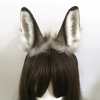 Nový, Originálny Hand-made Biela Šedá Bunny Králik Uši Hairhoop pokrývku hlavy hlavový most Zákazku Pre Cosplay Kostým