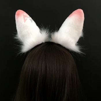 Nový, Originálny Hand-made Biela Šedá Bunny Králik Uši Hairhoop pokrývku hlavy hlavový most Zákazku Pre Cosplay Kostým