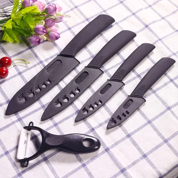 FINDKING Kvalitné Keramické kuchynské nože čierne vzor čepeľ s držiteľa Škrabka zahŕňa keramický nôž set kuchynské nože nastaviť najlepšie