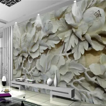 3D Stereoskopické Úľavu Pivónia Kvetinové Tapety na Obývacia Izba, Spálňa Stenu Papier 3D Plastický Kvet nástenná maľba Abstraktných De Parede 3D