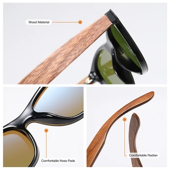 EZREAL Orech Drevené Okuliare Muži Ženy Značky Dizajnér Retro Dreva slnečné Okuliare Pre Mužov Zrkadlo Módne Odtiene Oculos Gafas De Sol