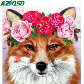AZQSD Plné Zostavy Diamond Výšivky Zvierat Fox Remesiel Diamond Maľovanie Cross Stitch Domov Dekor Ručné Obraz Kamienkami