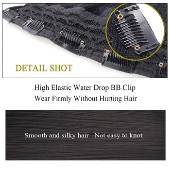 HUAYA 24-Inch Dlhé Rovné Syntetické Clip in predlžovanie Vlasov žiaruvzdorné Vlnité Hairpiece Vysokej Teplote Vlákno Falošné Vlasy