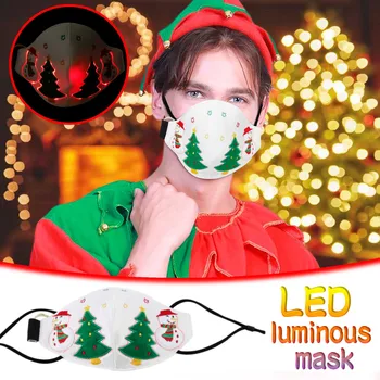 Rýchle Dodanie LED Maska Vianočné Žiariace Maska Vlákniny Svetlo Farebné Slučky Úst Pokrýva Obväz Máscara de algodón Strany Masque