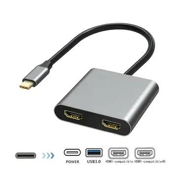 USB Typu C Hub na Dual 4K HD kompatibilný s HDMI USB 3.0 PD nabíjaciemu Portu USB-C Dokovacej Stanice Adaptér Podpora Dual-Screen Display