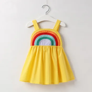 1-6 Rokov, Nové Dievča Šaty 2020 detské Šaty Letné Podväzkové Šaty Dieťa, Batoľa Dievčatá Rainbow Tlače Princezná Šaty KF580
