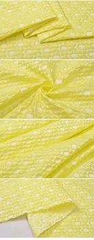 Francúzsko Dovezené Geometrické žlté kvety vzor žakárové tkaniny,3D farbená priadza, tkaniny pre ženy kabát Šaty patchwork 150 cm šírka