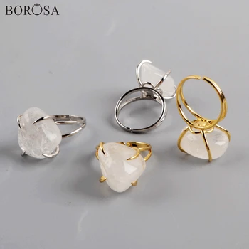 Nepravidelné Prírodné Biele Quartz Pazúr Prstene pre Ženy, Leštené Crystal Krúžky Módne Zlata, Striebra Plátovaného Nastaviteľný Krúžok ZG0443