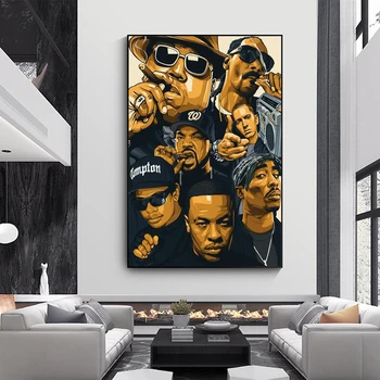 Graffiti Portrét Veľké a Tupac Plátno Plagáty, Obrazy a vzory, 2Pac Hip Hop Rapper Wall Art Plátno Obrázky pre Domáce