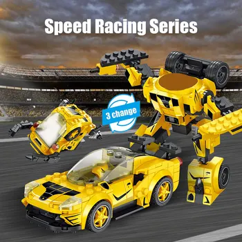 Mesto Tvorca Mechanické Deformácie Robot Racing Modelu Vozidla Stavebné Bloky Technické Športové Auto Tehly Hračky Pre Deti,