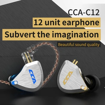 CCA C12 Kovové Headset 5BA+1DD Hybrid 12Units HIFI Basy Slúchadiel do uší Potlačením Hluku Slúchadlá In Ear Monitor Slúchadlá KZ ZSX ZAX