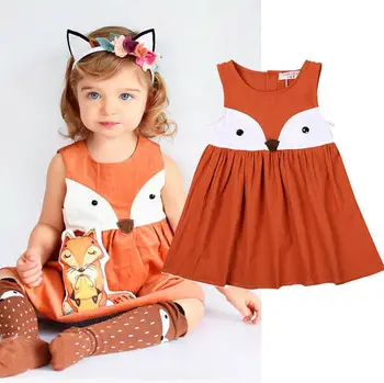 Horúce 1-5Y Bežné Baby Dievčatá Batoľa Detský Roztomilý Fox Šaty bez Rukávov Formálnej Strany Svadobné Tutu Šaty