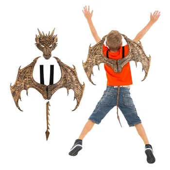 Halloween Darček Karneval Party Deti Cosplay Prop Krídla Draka maska Chvost Deti Dragon Kostým