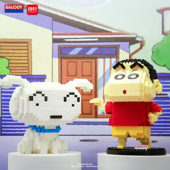 573pcs+ Japonsko Crayon Shin-Chan Psa Micro Tehla Karikatúra Psa Mini Stavebné Bloky Malý Biely Údaje Hračka pre Deti,