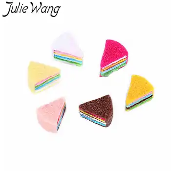 Julie Wang 12PCS Živice Sandwich Charms Trojuholník Tortu Umelé Potravinárske Sliz Pečivo Prívesky, Šperky, Takže Príslušenstvo Dekor