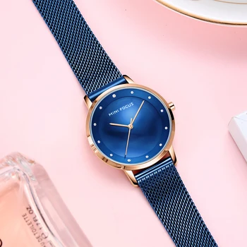MINI ZAMERANIE Ženy Hodinky 2020 Luxusný Top Značky Nepremokavé Quartz Hodinky Dámy Žena Modré z Nehrdzavejúcej Ocele Oka Popruh Náramkové hodinky