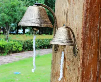 Rustikálny štýl, liatiny zvonček závesné dekorácie kovaného železa bell veľký zvon,retro strane bell.Nádvorie dekorácie