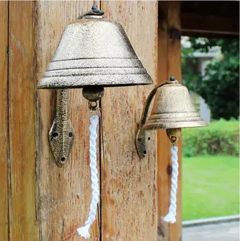 Rustikálny štýl, liatiny zvonček závesné dekorácie kovaného železa bell veľký zvon,retro strane bell.Nádvorie dekorácie