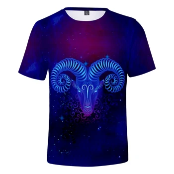 Kreatívne 12 Znamení Zverokruhu, tričko Mikina Baran Býk Blíženci Rak 12 Súhvezdí Muži/Ženy, Krátky rukáv 3D Print T shirt