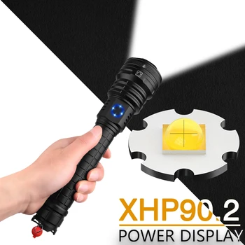 Svetlé XHP90.2 najvýkonnejšie LED Baterka Pochodeň XHP90 Taktické Svietidlo Nabíjateľné USB Flash Light 18650 XHP50 LED Svietidlo