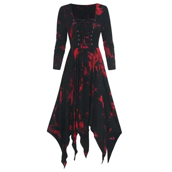 Halloween Šaty Žien Oblečenie, Bandáže Dlhý Rukáv Vytlačené nepravidelný Halloween Party šaty Streetwear Gotický dámske Šaty 2020