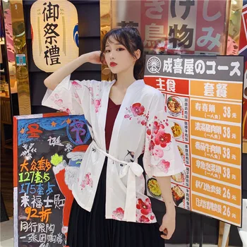 Japonský Štýl Streetwear Opaľovací Krém Kabát Módne Japonské Kimono Cardigan Blúzka Letné Voľné Tradičných Ázijských Oblečenie