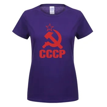Nový ruský CCCP Ženy Tričko Letné Štýl Sovietskeho zväzu Vytlačené T-shirt Bavlna Krátky Rukáv Dievčatá Oblečenie T-Shirts