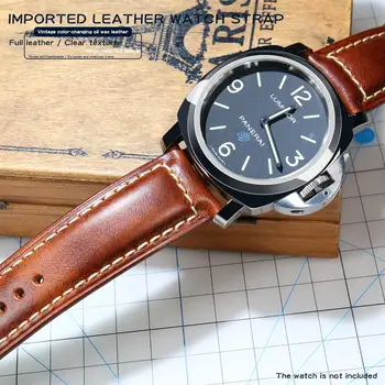 Top Kvalita hodinkám 20 mm 22 mm 24 mm Vintage Skutočné Leahter Hodinky Remienok S Butterfly Pracky Spona Pre Rolex Omega