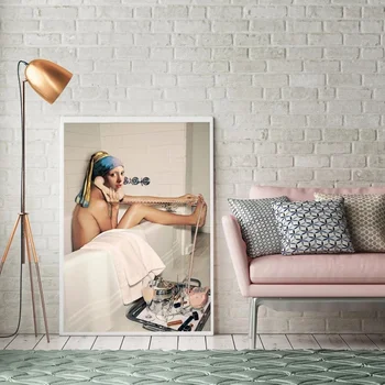 Dievča S Pearl Náušnice Plagát Kúpeľňa Nordic Plátno Na Maľovanie Na Stenu Umenia, Tlače Obrázku Pre Obývacia Izba Domova