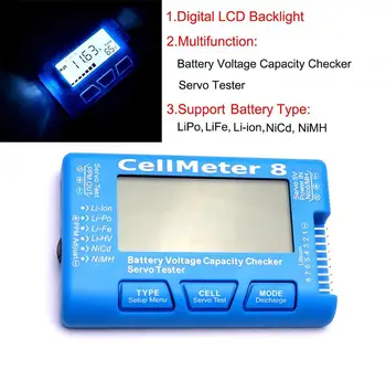 CellMeter 8 Multifunkčné Digitálne Napájanie Servo Tester 2S-8S Pre Li-Po,Li-lon,Život,NiCd,NiMH RC Lietadlo Náhradných Dielov
