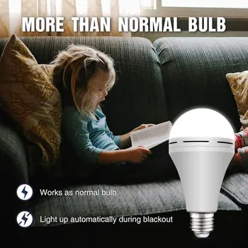 Núdzové LED Žiarovka 9W Núdzové Svetelné zdroje Záložné Batérie Núdzové Nabíjateľná Žiarovka Prenosný pre Výpadok Domov Hurikán