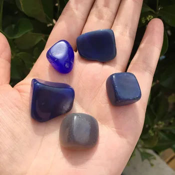 1pcs Rozhádzané Kamene Prírodné Modrý Achát crystal Vrecku Kamene quartz palm kameň Reiki Liečenie