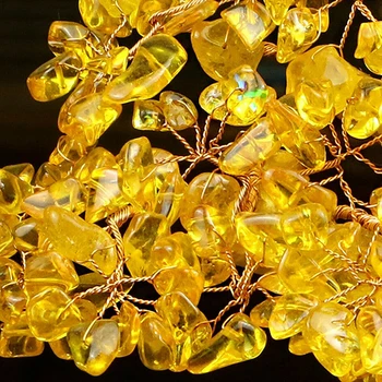 Žltá Feng Shui Crystal Drahých Kameňov, Šťastie, Peniaze Strom Decor Bohatstvo Požehnanie Domov Ozdoby