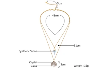 KISS ME Geometrické Crystal Náhrdelník Dvojitej Vrstvy Reťazca Módne Šperky Ženy Náhrdelník s Príveskom
