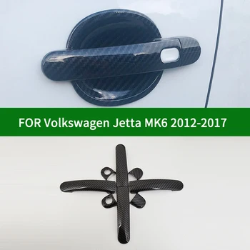 PRE Volkswagen VW Jetta MK6 Šiestej generácie Vento 2011-2017 Príslušenstvo lesklý uhlíkových vlákien vzor dverí rukoväť MISKA zahŕňa výbava